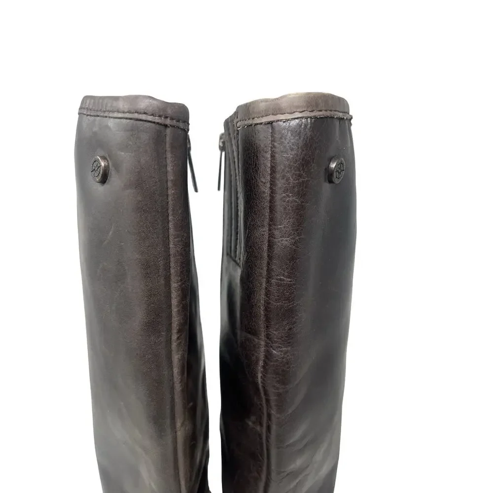 BUSSOLA Prague Ebony Leather Moto Riding Boots Knee High EU 40 / 9 - 9.5